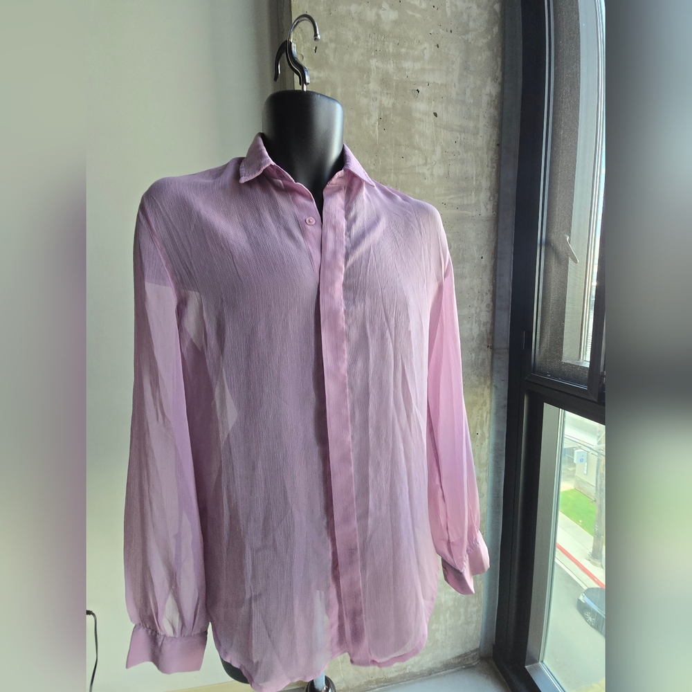 ASOS Design sheer button down, lavender color size Med.